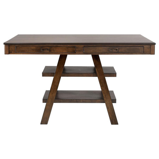 Dewey - 2-Drawer Counter Height Table With Open Shelves - Walnut Sacramento Furniture Store Furniture store in Sacramento