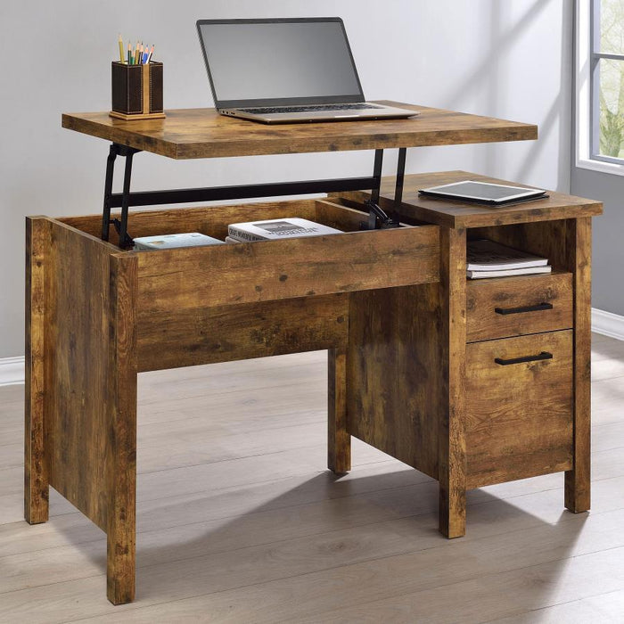 Delwin - Lift Top Office Desk With File Cabinet - Antique Nutmeg Sacramento Furniture Store Furniture store in Sacramento