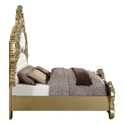 Bernadette - Eastern King Bed - White PU & Gold Finish Sacramento Furniture Store Furniture store in Sacramento