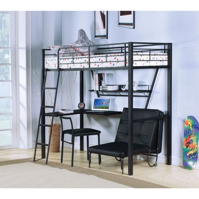 Senon - Loft Bed - Silver & Black