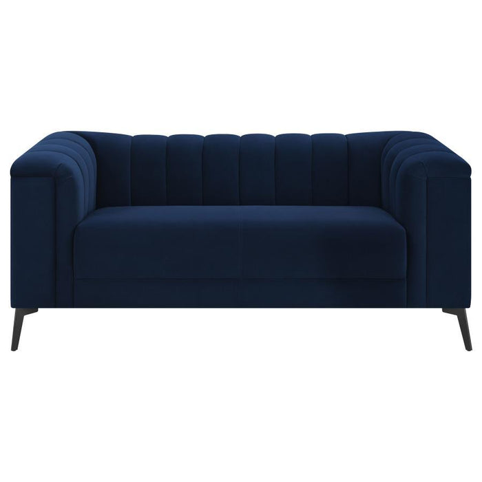 Chalet - Tuxedo Arm Loveseat - Blue Sacramento Furniture Store Furniture store in Sacramento