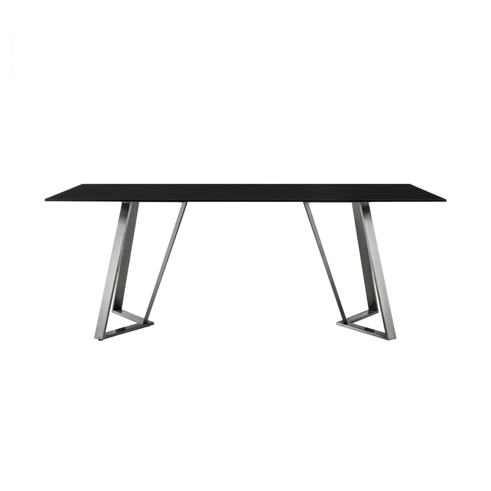 Cressida - Glass And Stainless Steel Rectangular Dining Room Table - Black / Brushed