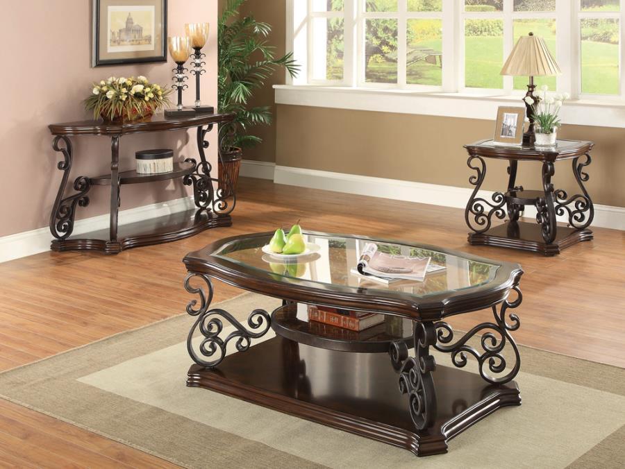 Laney - Sofa Table - Deep Merlot And Clear Sacramento Furniture Store Furniture store in Sacramento