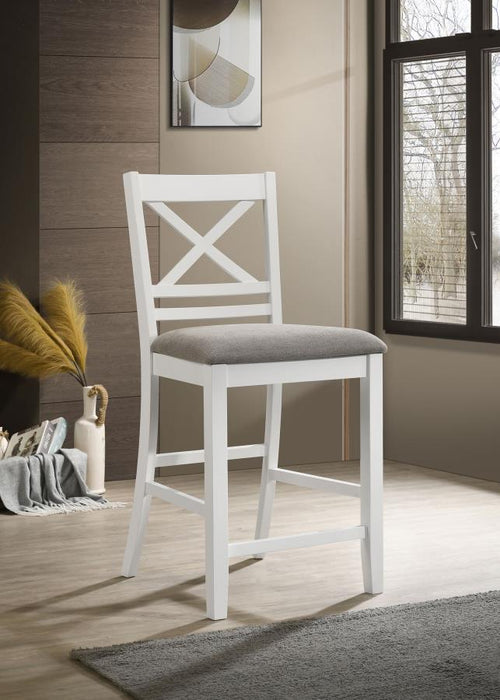 Hollis - X-Back Counter Height Dining Chair (Set of 2) - White And Light Gray Sacramento Furniture Store Furniture store in Sacramento