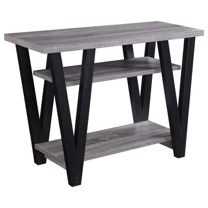 Stevens - V-Shaped Sofa Table - Black And Antique Gray Sacramento Furniture Store Furniture store in Sacramento