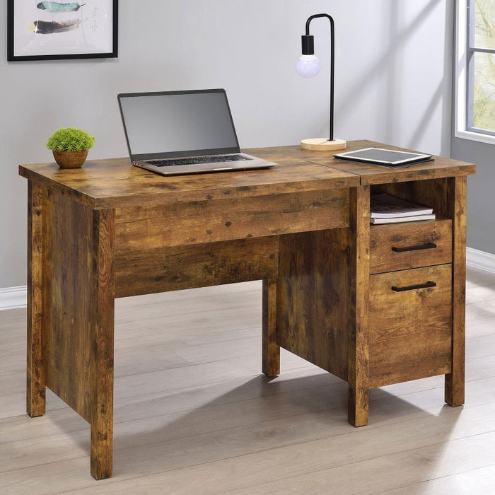 Delwin - Lift Top Office Desk With File Cabinet - Antique Nutmeg Sacramento Furniture Store Furniture store in Sacramento