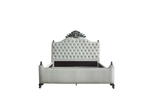 House - Delphine - Queen Bed - Two Tone Ivory Fabric & Charcoal Finish Sacramento Furniture Store Furniture store in Sacramento