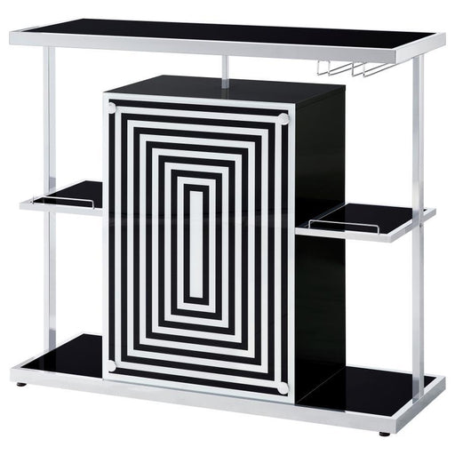 Zinnia - 2-Tier Bar Unit - Glossy Black And White Sacramento Furniture Store Furniture store in Sacramento