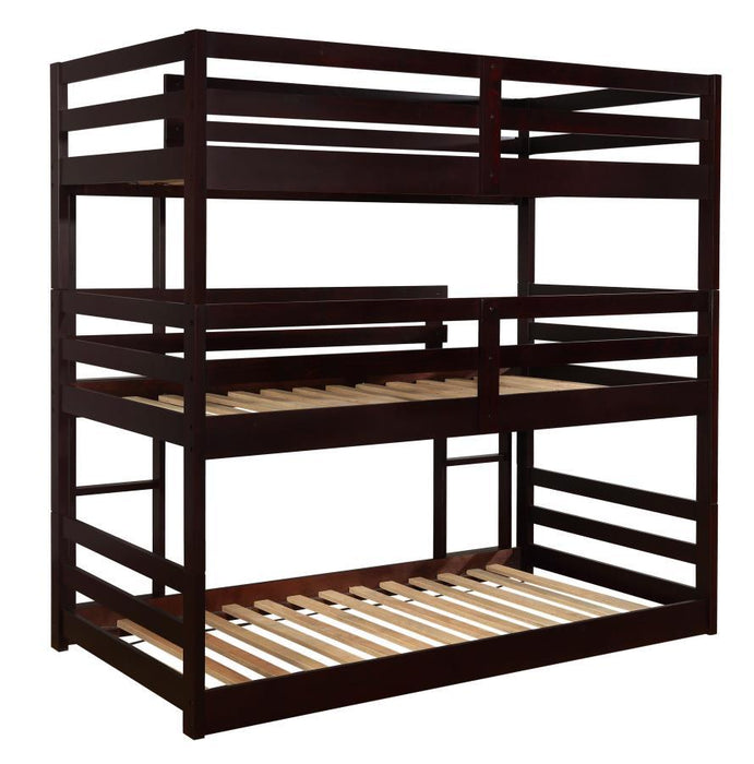 Sandler - Twin Triple Bunk Bed - Cappuccino Sacramento Furniture Store Furniture store in Sacramento