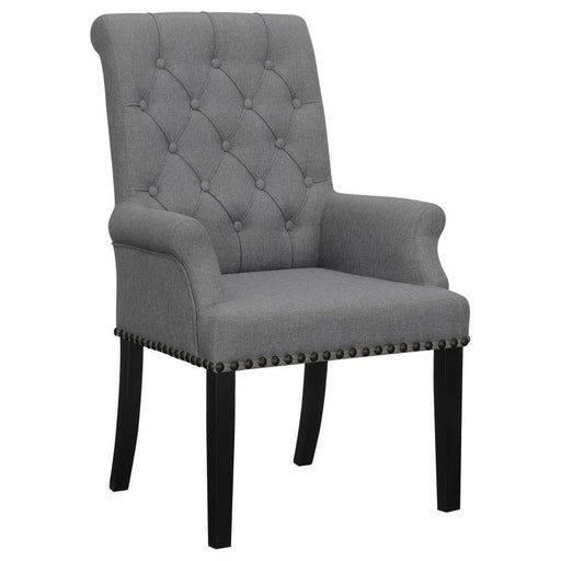 Alana - Upholstered Tufted Arm Chair With Nailhead Trim - Gray / Rustic Espresso Sacramento Furniture Store Furniture store in Sacramento