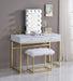 Coleen - Vanity Desk - White & Brass Finish Sacramento Furniture Store Furniture store in Sacramento