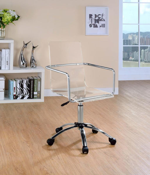 Amaturo - Office Chair With Casters - Clear And Chrome Sacramento Furniture Store Furniture store in Sacramento