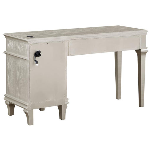 Evangeline - 4-Drawer Vanity Table With Faux Diamond Trim - Silver And Ivory Sacramento Furniture Store Furniture store in Sacramento