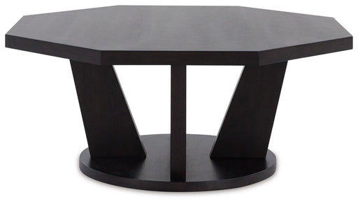 Chasinfield - Dark Brown - Octagon Coffee Table Sacramento Furniture Store Furniture store in Sacramento