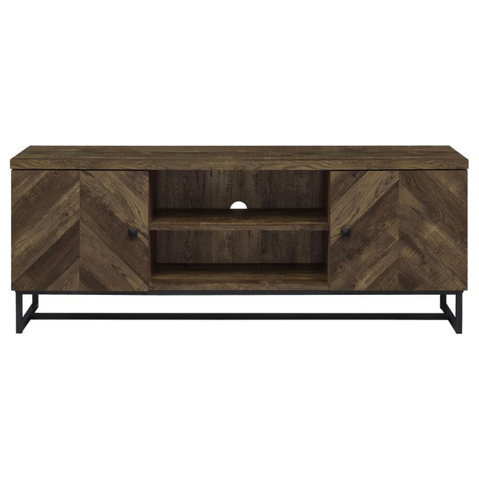 Myles - 2-Door TV Console With Adjustable Shelves - Rustic Oak Herringbone Sacramento Furniture Store Furniture store in Sacramento