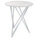 Bexter - Faux Marble Round Top Bar Table - White And Chrome Sacramento Furniture Store Furniture store in Sacramento