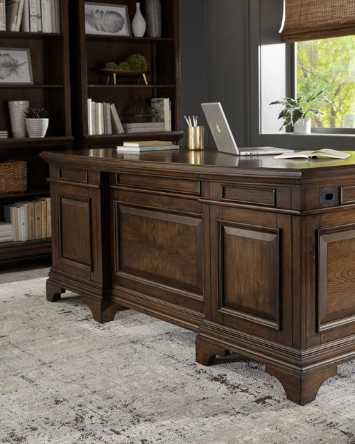 Hartshill - Executive Desk With File Cabinets - Burnished Oak Sacramento Furniture Store Furniture store in Sacramento