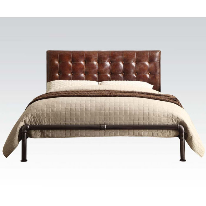 Brancaster - Queen Bed - Vintage Brown Top Grain Leather Sacramento Furniture Store Furniture store in Sacramento