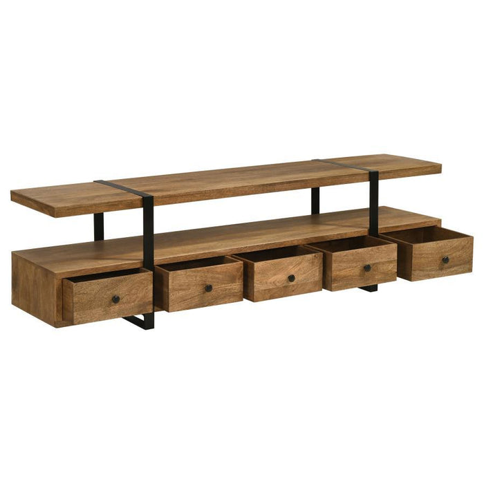 Otto - 4-Drawer Solid Wood 70" TV Stand - Brown And Gunmetal Sacramento Furniture Store Furniture store in Sacramento