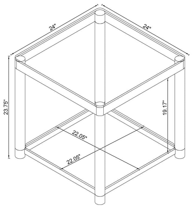 Anne - End Table With Lower Shelf - Chrome And Clear Sacramento Furniture Store Furniture store in Sacramento