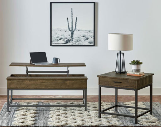 Byers - Black Coffee Table With Hidden Storage - Brown Oak And Sandy Black Sacramento Furniture Store Furniture store in Sacramento