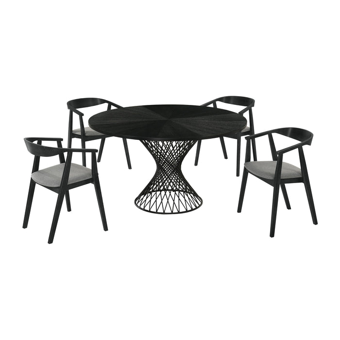 Cirque Santana - 5 Piece Dining Table Set - Charcoal / Black