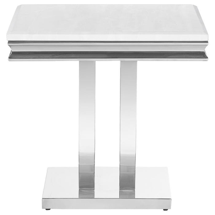 Kerwin - U-Base Square End Table - White And Chrome Sacramento Furniture Store Furniture store in Sacramento