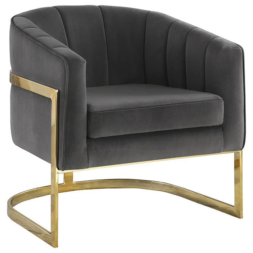 Alamor - Tufted Barrel Accent Chair - Dark Gray And Gold Sacramento Furniture Store Furniture store in Sacramento