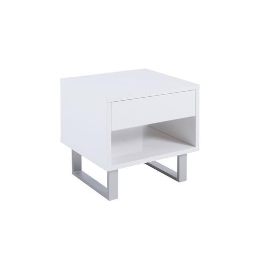 Atchison - 1-Drawer End Table - High Glossy White Sacramento Furniture Store Furniture store in Sacramento