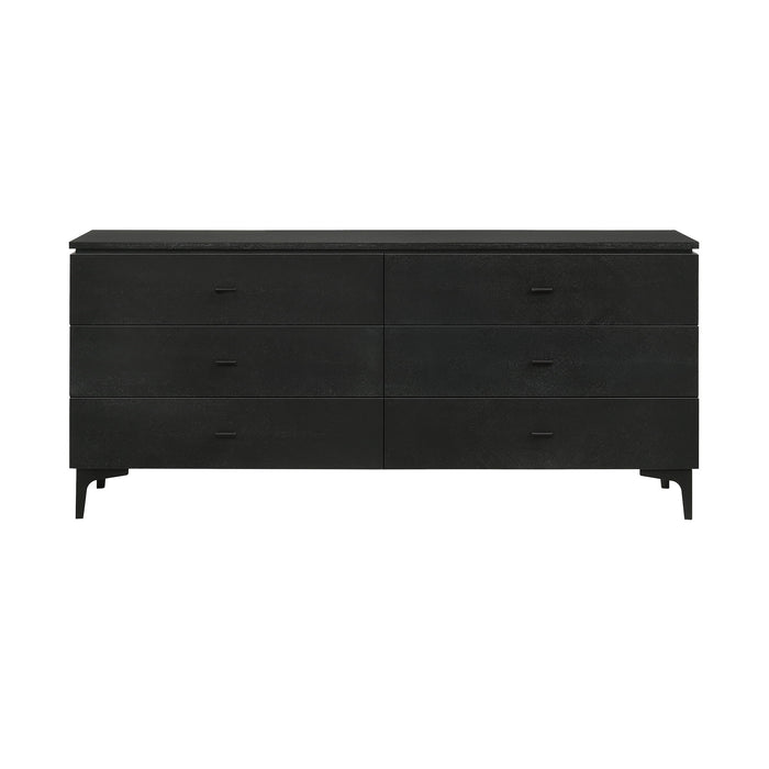 Legend - Veneer 6 Drawer Dresser With Metal Legs - Black Glaze Ash