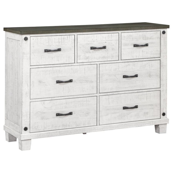 Lilith - 7-Drawer Dresser Distressed - Distressed Gray And White Sacramento Furniture Store Furniture store in Sacramento