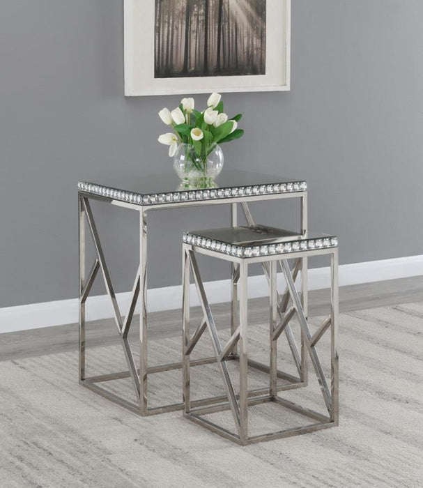 Betsy - 2 Piece Mirror Top Nesting Tables - Silver Sacramento Furniture Store Furniture store in Sacramento