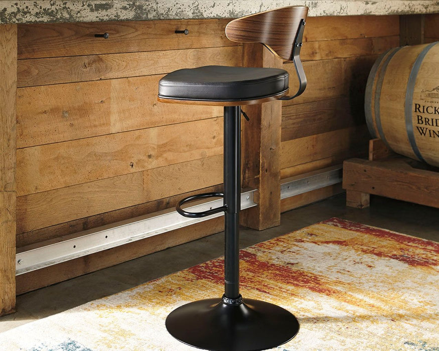 Bellatier - Brown / Black - Tall Uph Swivel Barstool Sacramento Furniture Store Furniture store in Sacramento