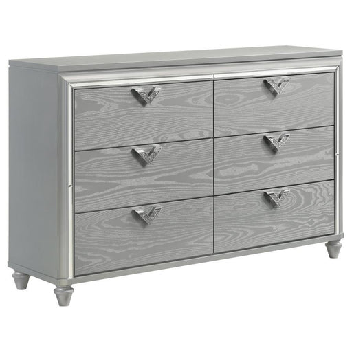 Veronica - 6-Drawer Bedroom Dresser - Light Silver Sacramento Furniture Store Furniture store in Sacramento