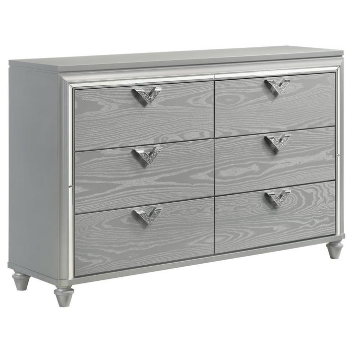 Veronica - 6-Drawer Bedroom Dresser - Light Silver Sacramento Furniture Store Furniture store in Sacramento