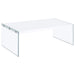 Opal - Rectangular Coffee Table With Clear Glass Legs - White High Gloss Sacramento Furniture Store Furniture store in Sacramento