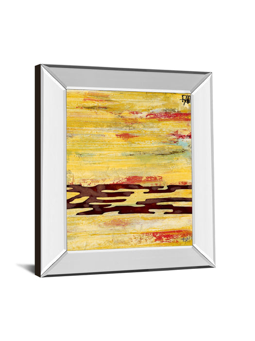 Tire Mark Il By Natalie Avondet - Mirror Framed Print Wall Art - Yellow