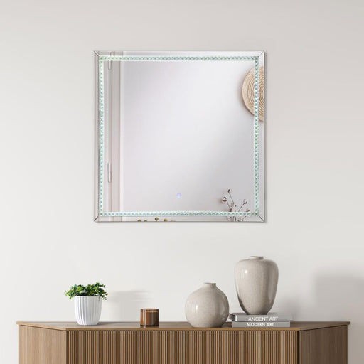 Noelle - Square Wall Mirror With Led Lights - Silver Sacramento Furniture Store Furniture store in Sacramento