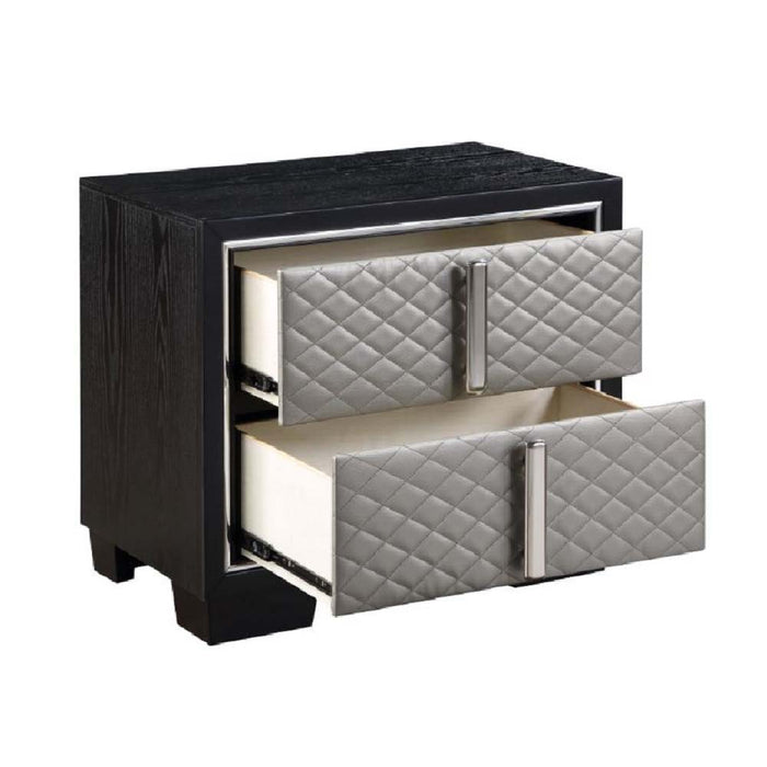 Nicola - Nightstand - Silver PU & Black Finish Sacramento Furniture Store Furniture store in Sacramento