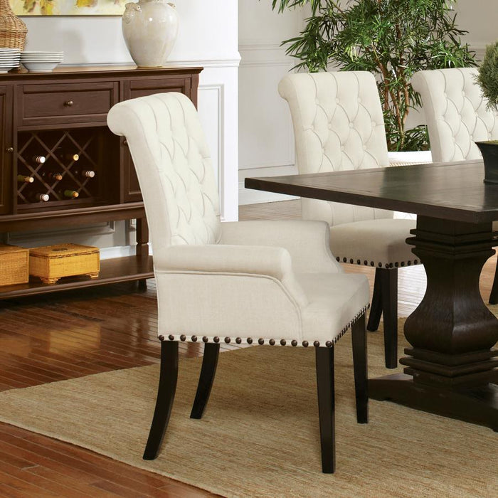 Alana - Tufted Back Upholstered Arm Chair - Beige Sacramento Furniture Store Furniture store in Sacramento