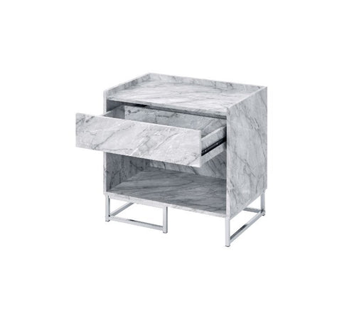 Azrael - Accent Table - White Printed Faux Marble & Chrome Finish Sacramento Furniture Store Furniture store in Sacramento