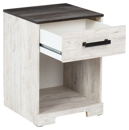 Shawburn - White / Black / Gray - One Drawer Night Stand - Open Cubby Sacramento Furniture Store Furniture store in Sacramento