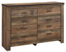 Trinell - Brown Dark - Six Drawer Dresser - 61.34" X 15.98" X 42.99" Sacramento Furniture Store Furniture store in Sacramento