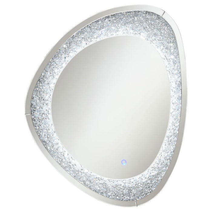 Mirage - Acrylic Crystals Inlay Wall Mirror With Led Lights - Silver Sacramento Furniture Store Furniture store in Sacramento