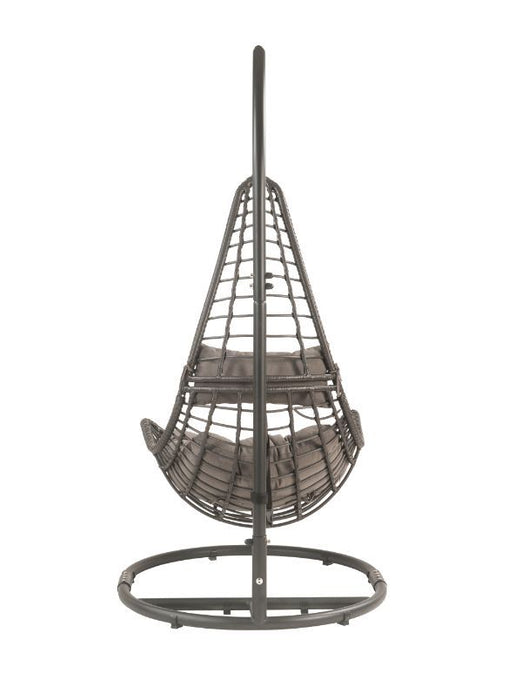 Uzae - Patio Swing Chair - Gray Fabric & Charcaol Wicker Sacramento Furniture Store Furniture store in Sacramento