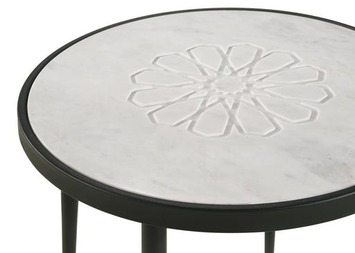 Kofi - Round Marble Top Side Table - White And Black Sacramento Furniture Store Furniture store in Sacramento