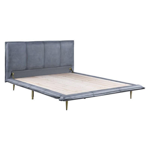 Metis - Eastern King Bed - Gray Top Grain Leather Sacramento Furniture Store Furniture store in Sacramento