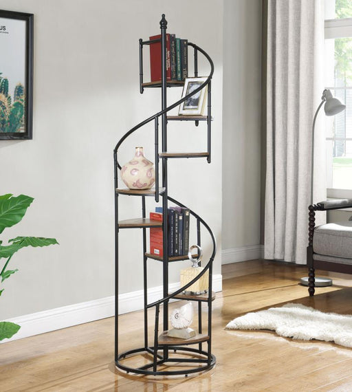 Roseglen - 8-Shelf Staircase Bookcase - Rustic Brown And Black Sacramento Furniture Store Furniture store in Sacramento