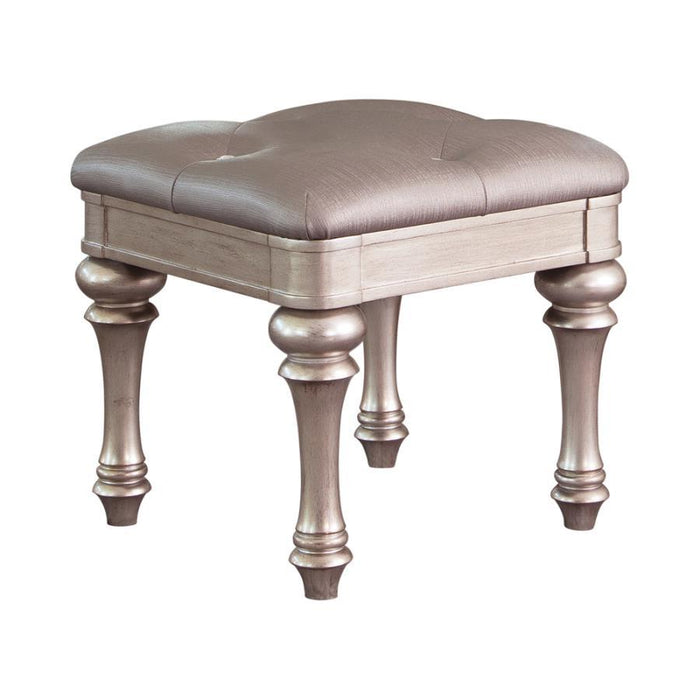 Bling Game - Upholstered Vanity Stool - Metallic Platinum Sacramento Furniture Store Furniture store in Sacramento