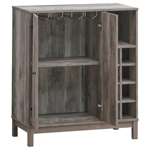 Cheyenne - 2-Door Wine Cabinet With Stemware Rack - Weathered Acacia Sacramento Furniture Store Furniture store in Sacramento